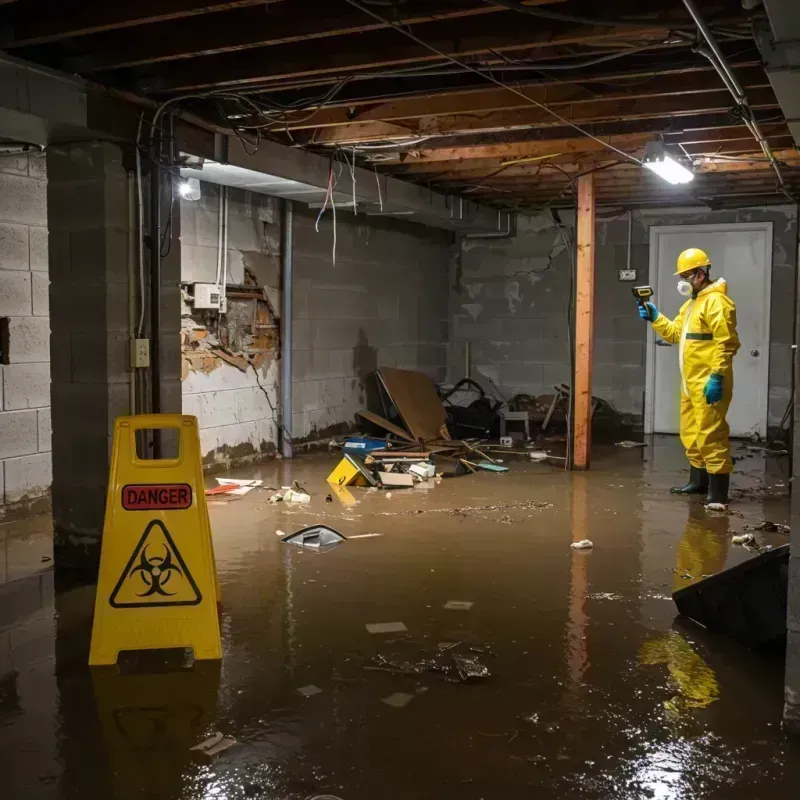 Flooded Basement Electrical Hazard in Red Bud, IL Property